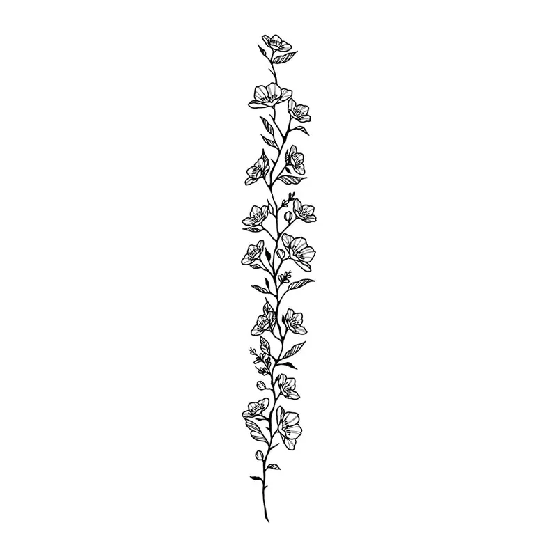 Tatuagem temporária Flores — Haste longa de flores. Inclui flores