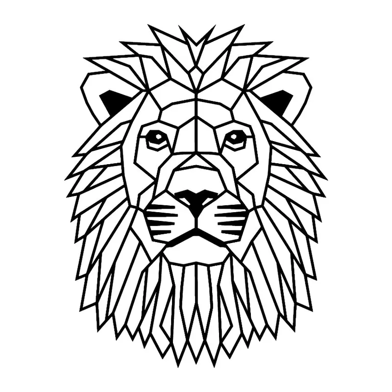 Tatuagem temporária Animais Selvagens — Leão geométrico. Inclui leão