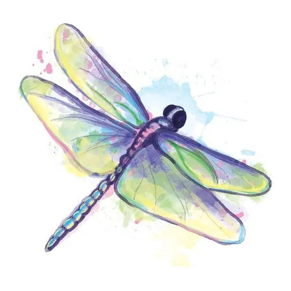 Tatuagem temporária Borboletas e Insetos — Libélula em aquarela. Inclui libélula