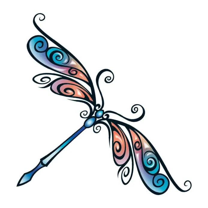 Tatuagem temporária Borboletas e Insetos — Libélula tribal. Inclui libélula