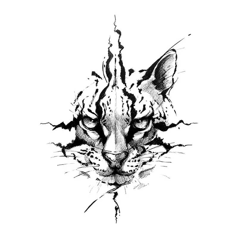 Tatuagem temporária Animais Selvagens — Lince detalhado. Inclui lince