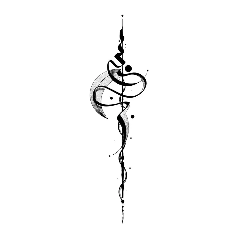 Tatuagem temporária Minimalista — Linha ornamental ondulada. Inclui linha