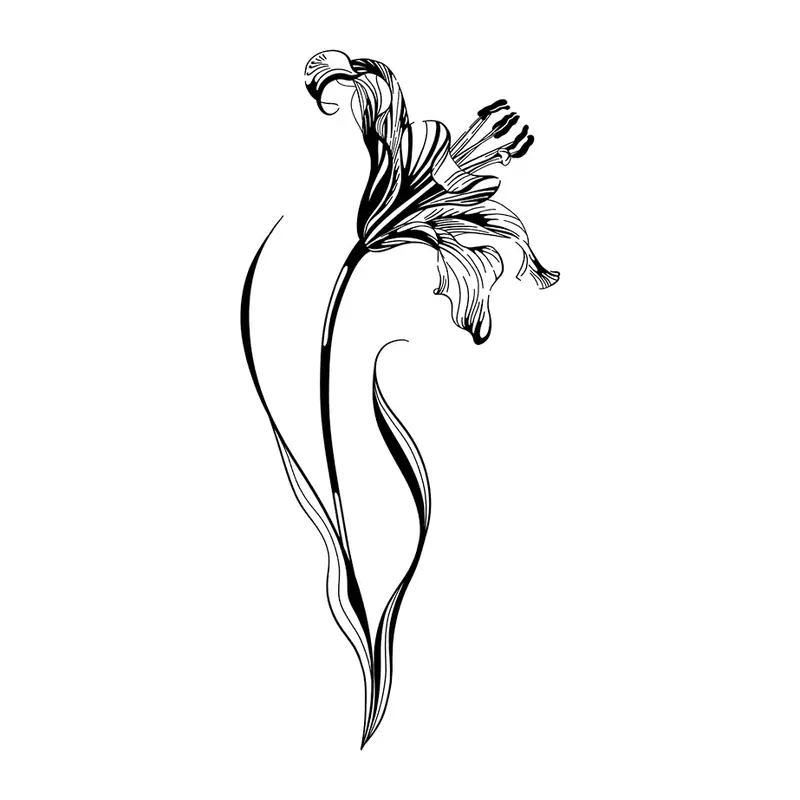 Tatuagem temporária Flores — Lírio com haste. Inclui lírio