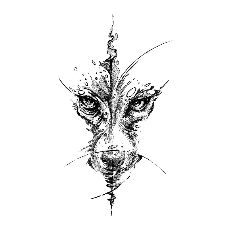 Tatuagem temporária Animais Selvagens — Lobo abstrato. Inclui lobo