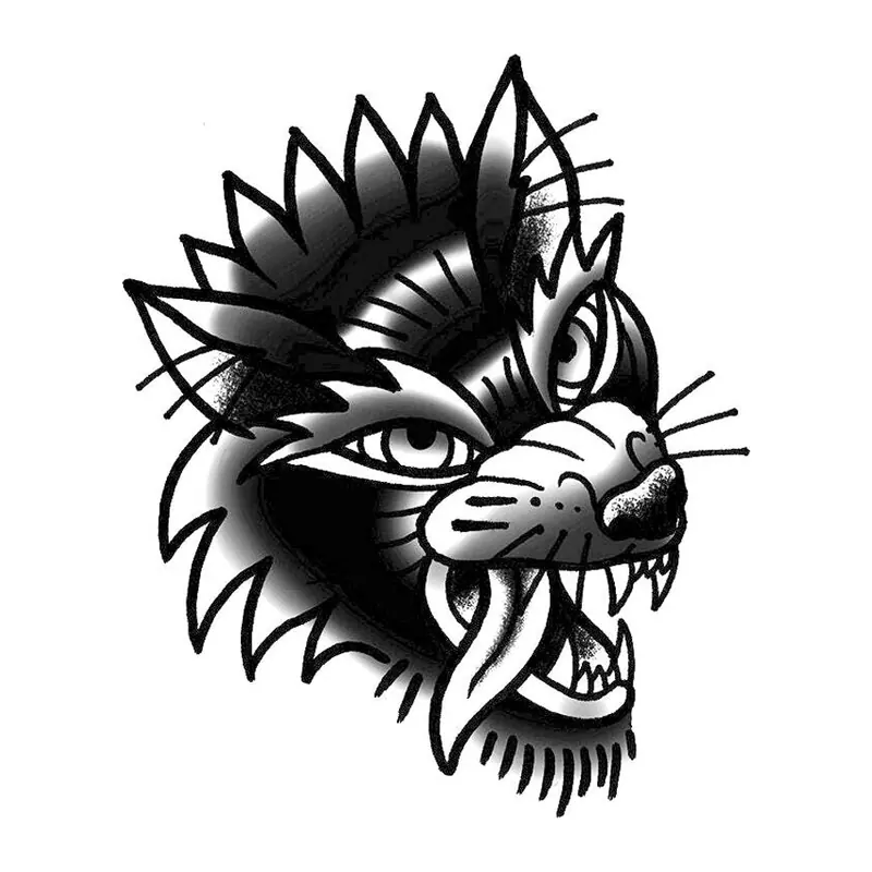 Tatuagem temporária Animais Selvagens — Lobo bravo old school. Inclui lobo