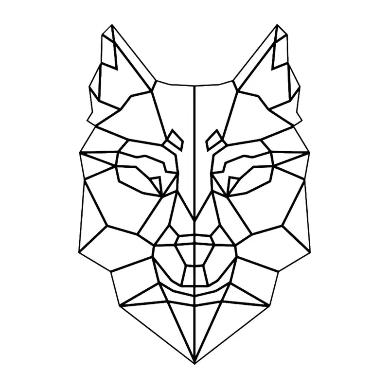 Tatuagem temporária Animais Selvagens — Lobo geométrico em linha. Inclui lobo