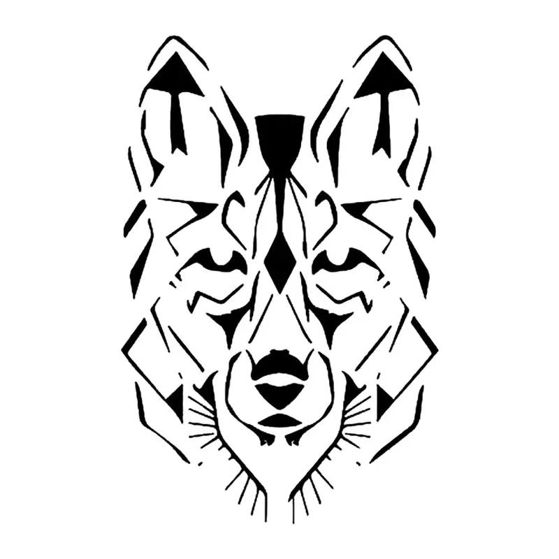Tatuagem temporária Animais Selvagens — Lobo geométrico — rosto. Inclui lobo