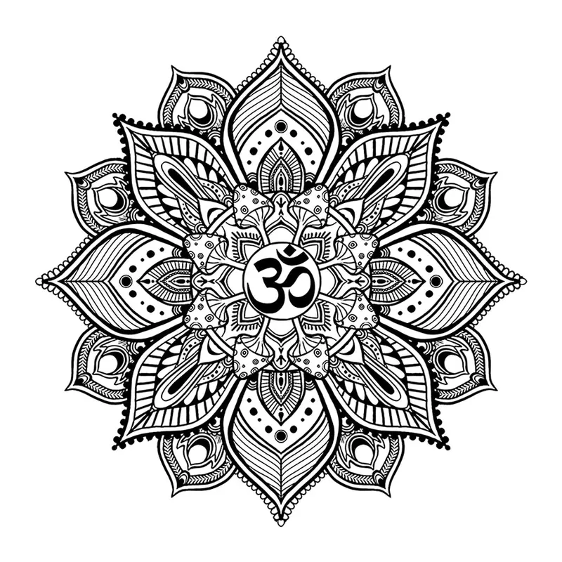 Tatuagem temporária Mandalas e Ornamentos — Mandala om detalhada. Inclui om, mandala