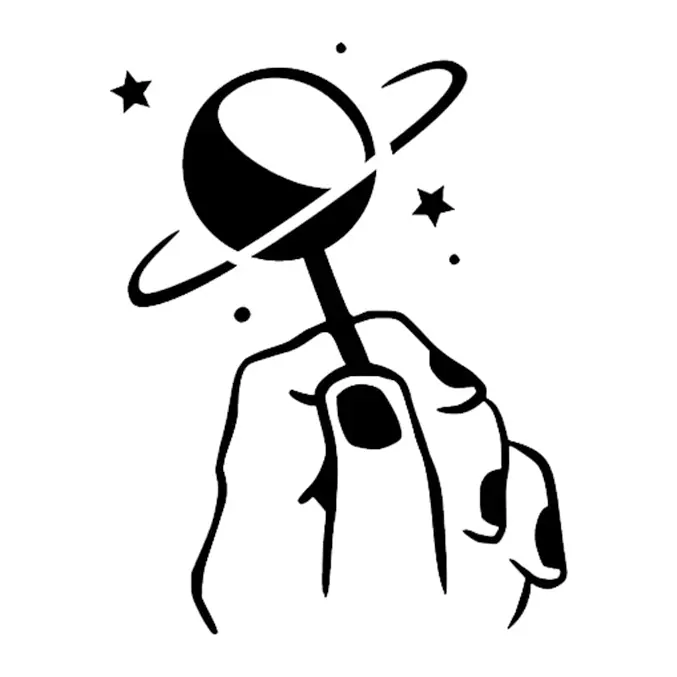 Tatuagem temporária Planetas e Espaço — Mão segurando planeta. Inclui mão, planeta
