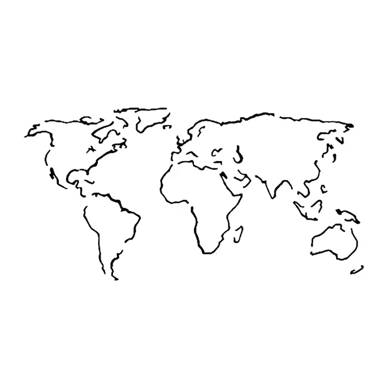 Tatuagem temporária Viagem e Aventura — Mapa-múndi em linha — Modelo 2. Inclui mapa