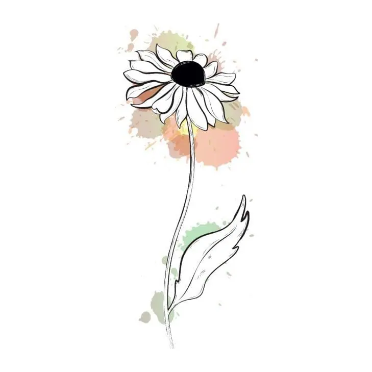 Tatuagem temporária Flores — Margarida alta em aquarela. Inclui margarida