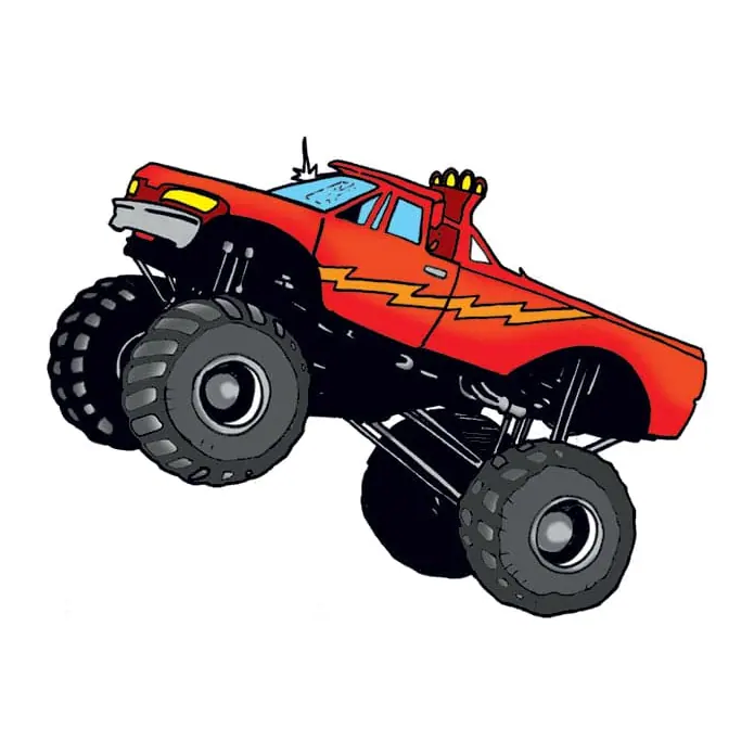 Tatuagem temporária Objetos — Monster truck vermelho. Inclui caminhão