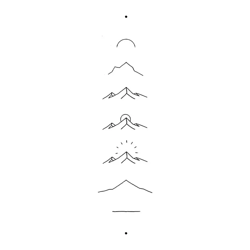 Tatuagem temporária Minimalista — Montanhas em linhas finas. Inclui montanhas