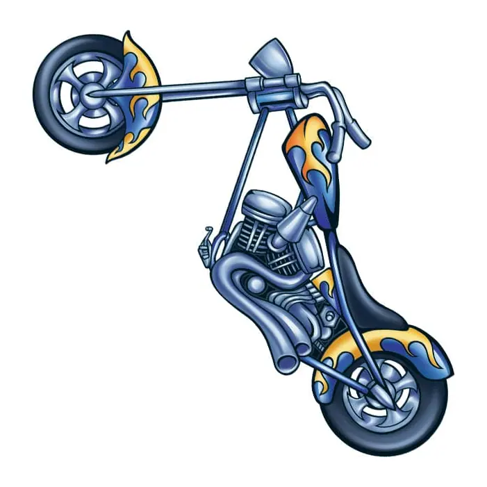 Tatuagem temporária Objetos — Moto chopper. Inclui moto