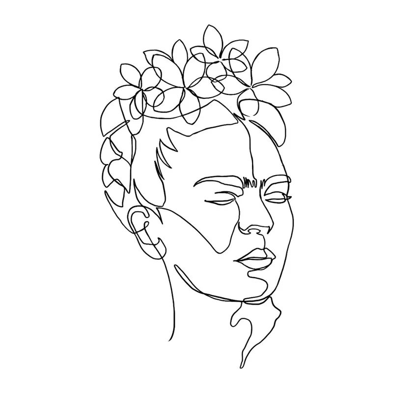 Tatuagem temporária Rostos e Figuras — Mulher com coroa de flores. Inclui mulher, flores