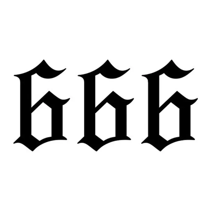 Tatuagem temporária Números — Número 666 gótico — Modelo 1. Inclui número