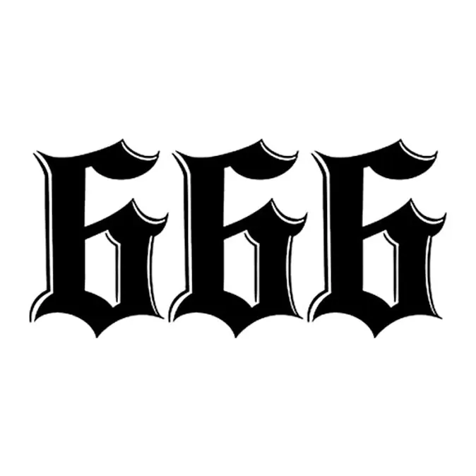 Tatuagem temporária Números — Número 666 gótico — Modelo 2. Inclui número