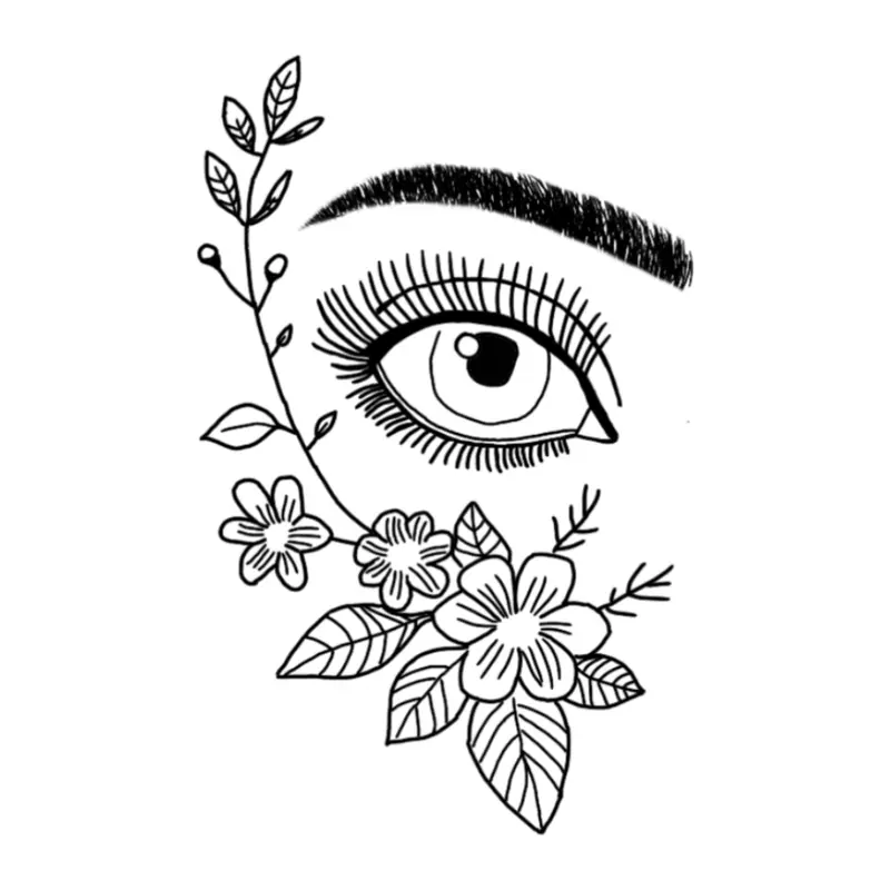 Tatuagem temporária Rostos e Figuras — Olho com flores. Inclui olho, flores