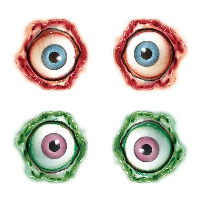 Tatuagem temporária Efeitos e Fantasia — Olhos assustadores. Inclui olhos