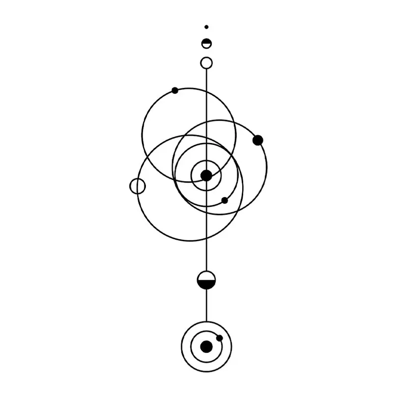 Tatuagem temporária Planetas e Espaço — Órbitas verticais. Inclui órbitas