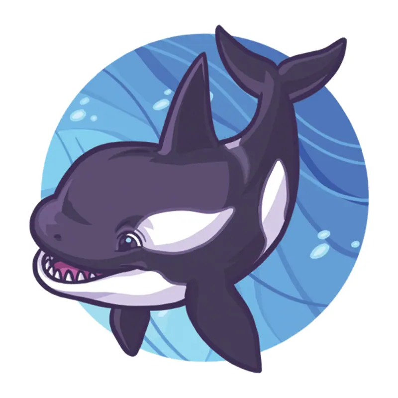 Tatuagem temporária Mar e Animais Marinhos — Orca fofa. Inclui orca