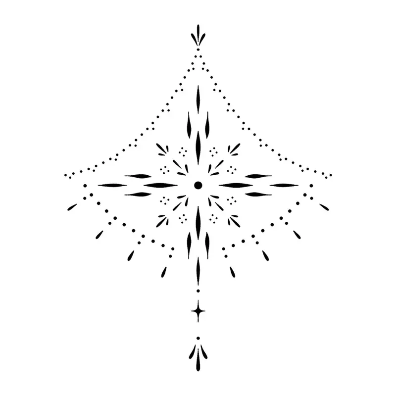 Tatuagem temporária Mandalas e Ornamentos — Ornamento pontilhado simétrico. Inclui ornamento