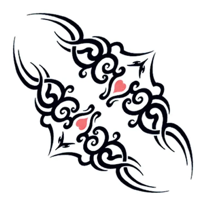 Tatuagem temporária Tribal e Nórdico — Ornamento tribal com corações. Inclui ornamento, corações