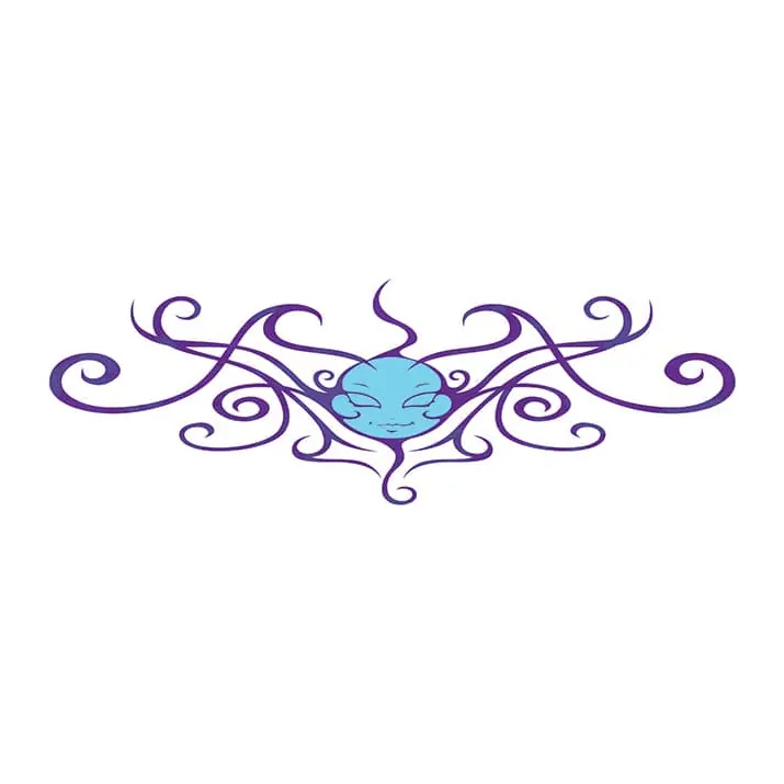 Tatuagem temporária Tribal e Nórdico — Ornamento tribal roxo lombar. Inclui ornamento
