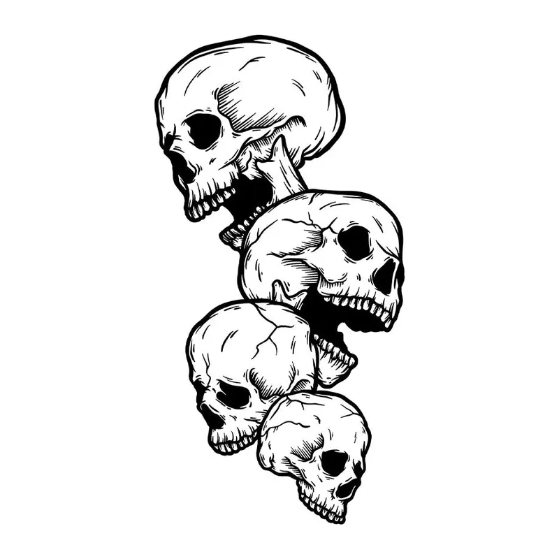 Tatuagem temporária Caveiras e Sombrio — Pilha de crânios. Inclui crânios