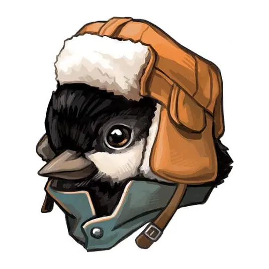 Tatuagem temporária Pássaros — Pintassilgo com capacete de aviador. Inclui pássaro, capacete