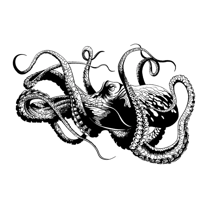 Tatuagem temporária Mar e Animais Marinhos — Polvo com tentáculos. Inclui polvo