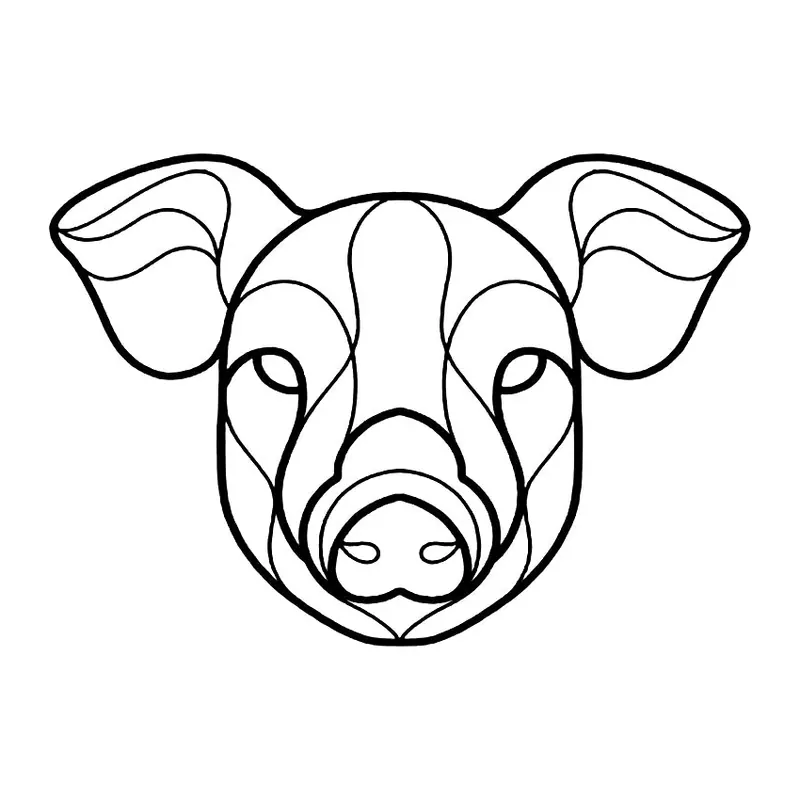 Tatuagem temporária Animais Selvagens — Porco geométrico. Inclui porco