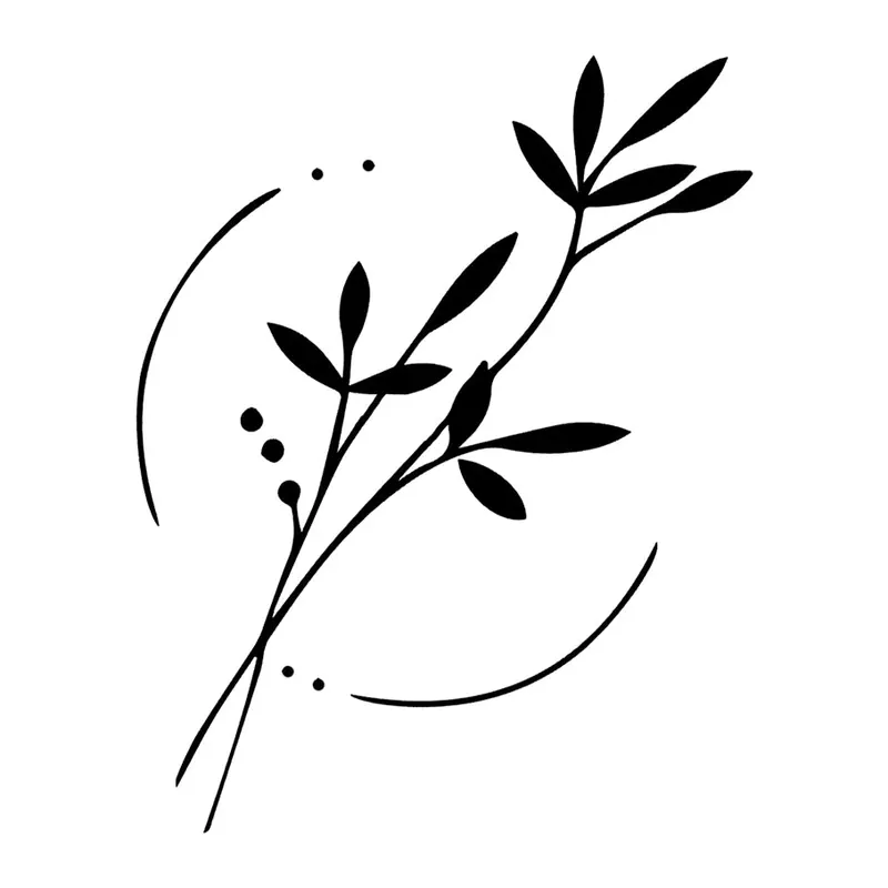 Tatuagem temporária Folhas e Plantas — Ramo com círculo. Inclui ramo