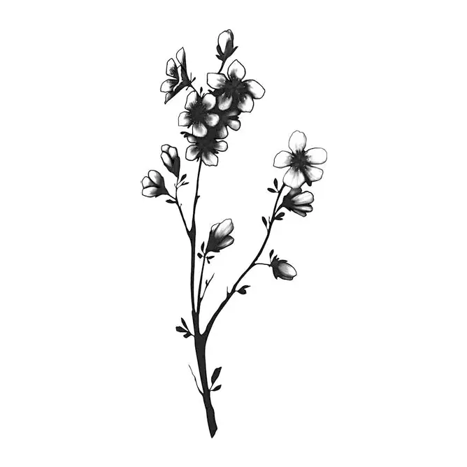 Tatuagem temporária Flores — Ramo de flores escuro. Inclui flores
