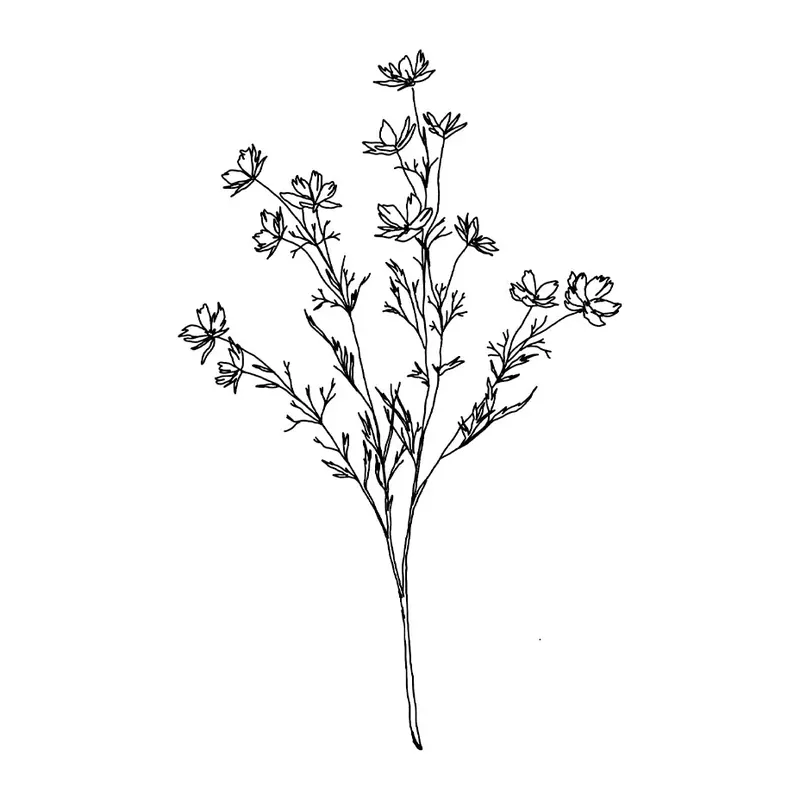 Tatuagem temporária Flores — Ramo de flores silvestres fino. Inclui flores