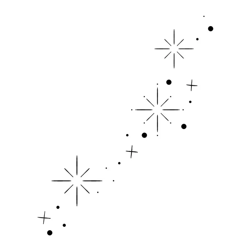 Tatuagem temporária Estrelas e Constelações — Rastro de estrelas cintilantes. Inclui estrelas