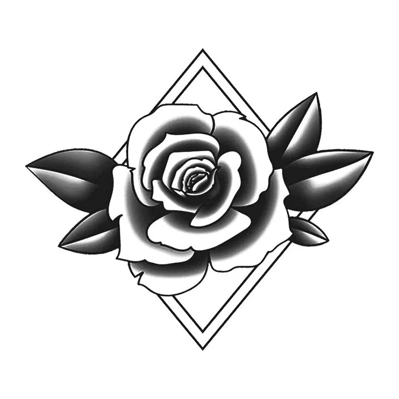 Tatuagem temporária Flores — Rosa com losango. Inclui rosa