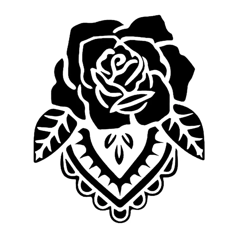 Tatuagem temporária Flores — Rosa com ornamento tradicional. Inclui rosa, ornamento