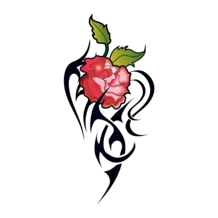 Tatuagem temporária Tribal e Nórdico — Rosa com ornamento tribal. Inclui rosa, tribal