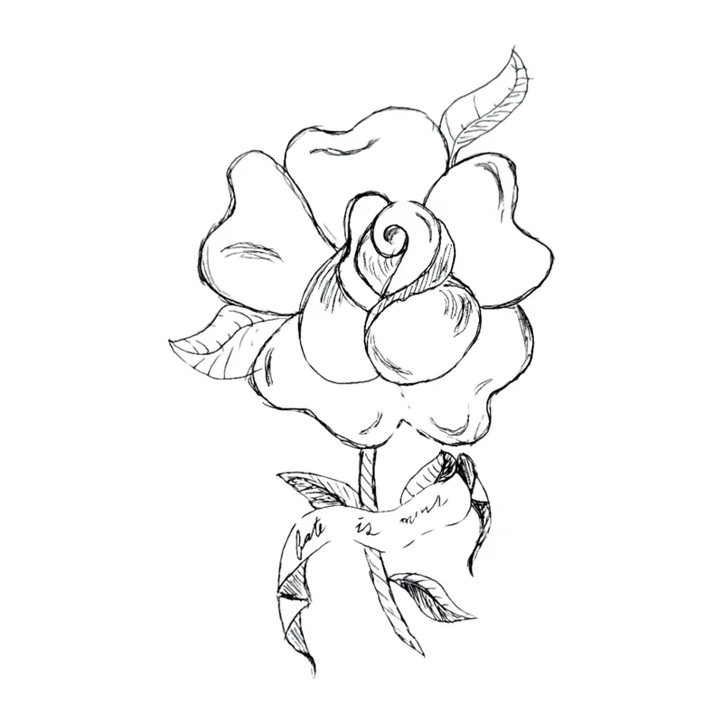 Tatuagem temporária Flores — Rosa em esboço. Inclui rosa