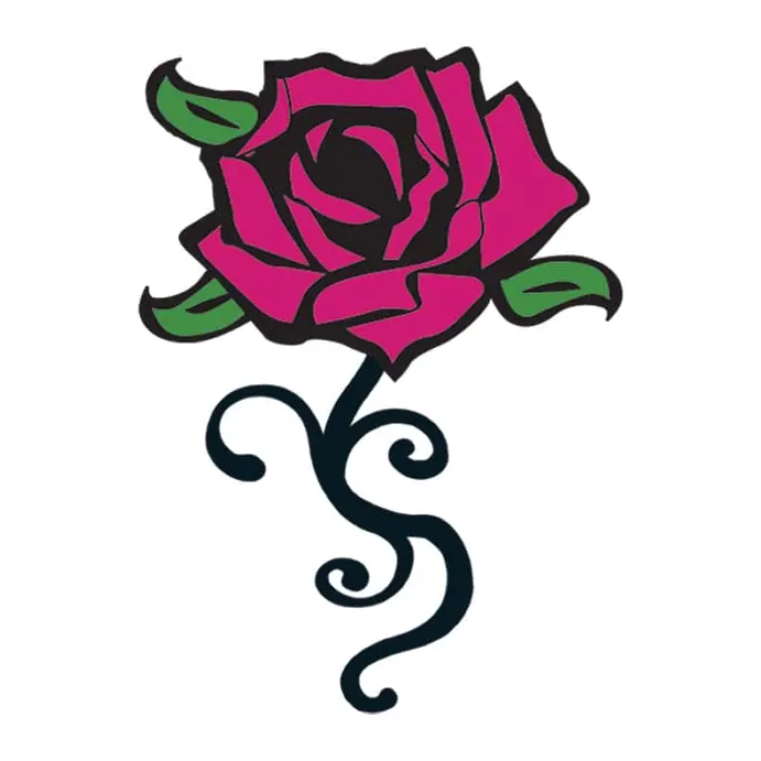 Tatuagem temporária Flores — Rosa pink estilizada. Inclui rosa