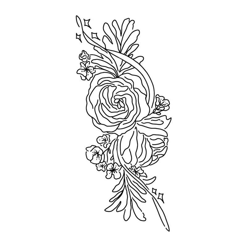 Tatuagem temporária Flores — Rosas em faixa vertical. Inclui rosas