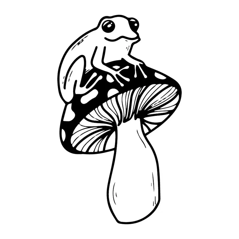 Tatuagem temporária Bichinhos Fofos — Sapo no cogumelo. Inclui sapo, cogumelo
