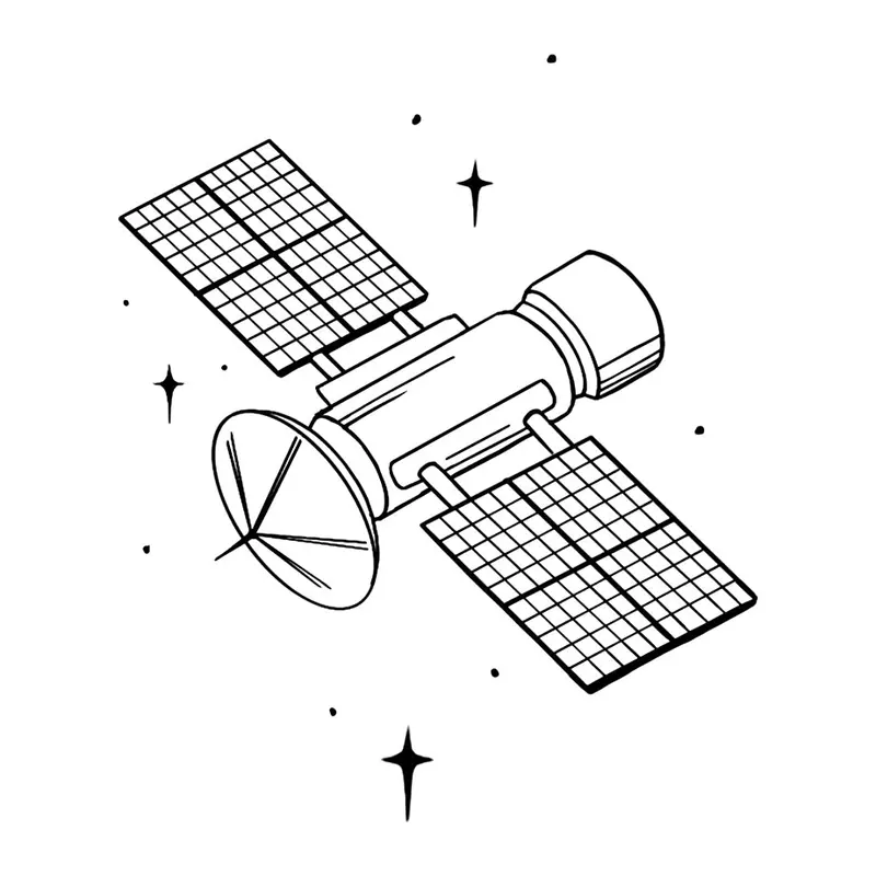 Tatuagem temporária Planetas e Espaço — Satélite. Inclui satélite