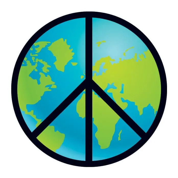 Tatuagem temporária Símbolos — Símbolo da paz com planeta Terra. Inclui paz, planeta