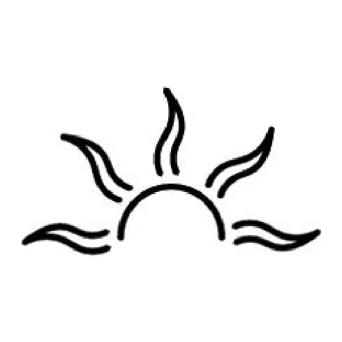 Tatuagem temporária Lua e Sol — Sol nascente pequeno — Modelo 2. Inclui sol