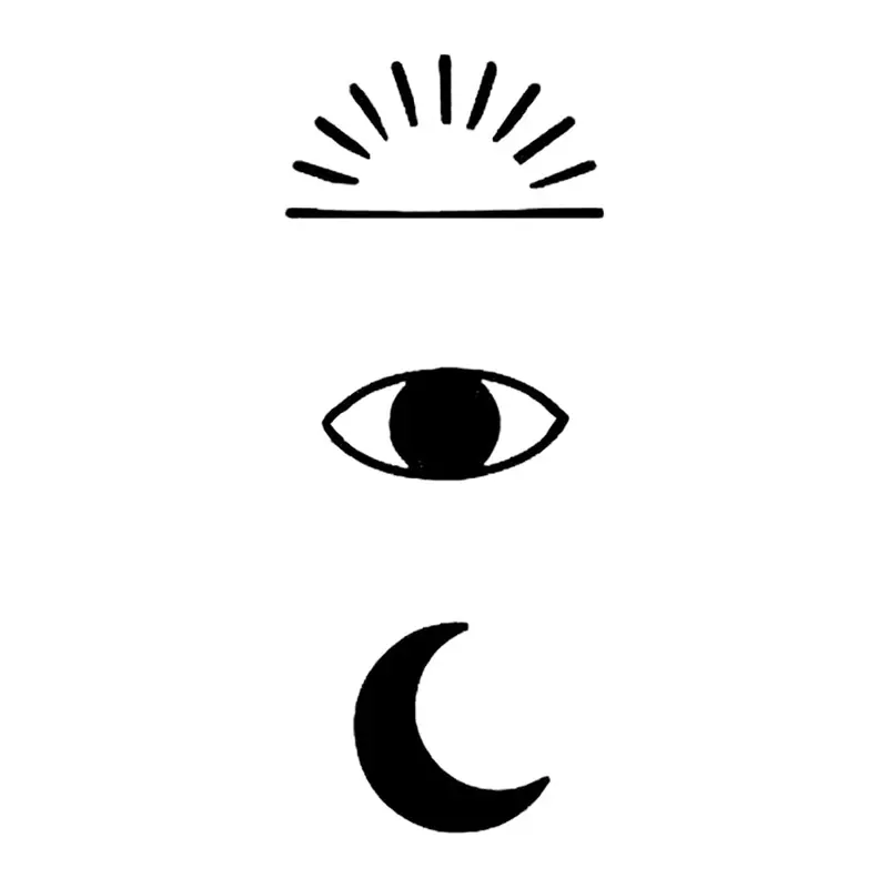 Tatuagem temporária Lua e Sol — Sol, olho e lua. Inclui sol, olho, lua