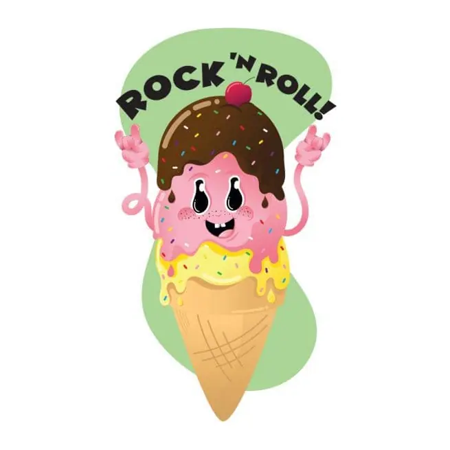 Tatuagem temporária Comida e Bebida — Sorvete rock and roll. Inclui sorvete