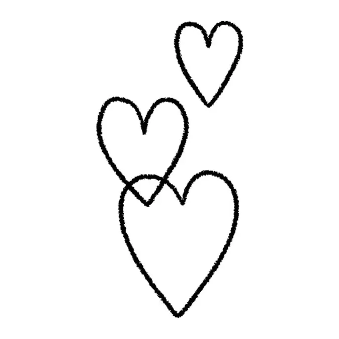 Tatuagem temporária Corações e Amor — Três corações. Inclui corações