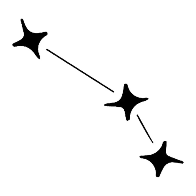 Tatuagem temporária Estrelas e Constelações — Três estrelas ligadas. Inclui estrelas